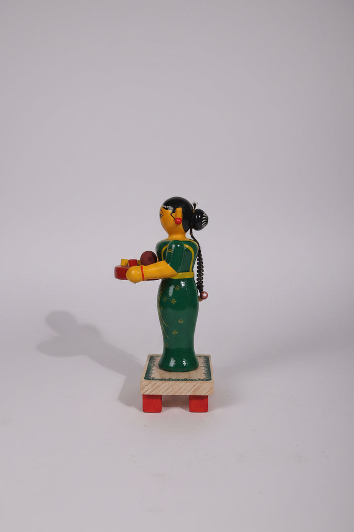 Woman with Offering Tray Etikoppaka Art   Etikoppaka Lacquerware