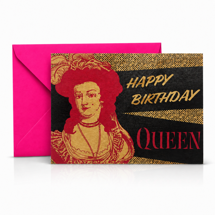 Wood Folding Card - Happy Birthday Queen