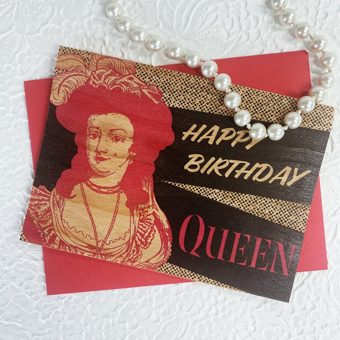 Wood Folding Card - Happy Birthday Queen
