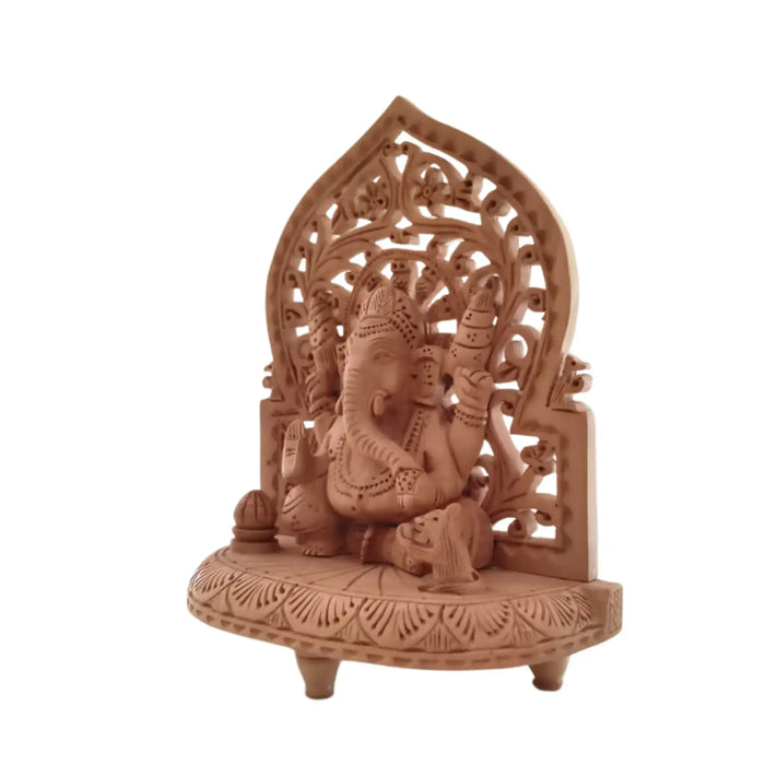 Wooden Lord Ganesh Jali Idol | Artisan Spiritual Sculpture maruthi handicrafts