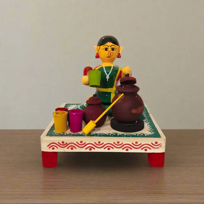Wooden Matka Vendor of the Bazaar   Etikoppaka Lacquerware
