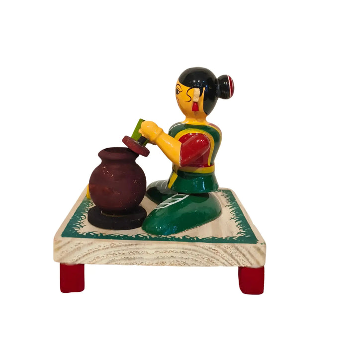 Wooden Matka Vendor of the Bazaar   Etikoppaka Lacquerware
