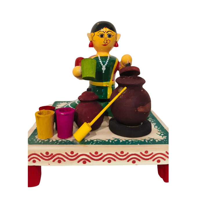 Wooden Matka Vendor of the Bazaar   Etikoppaka Lacquerware