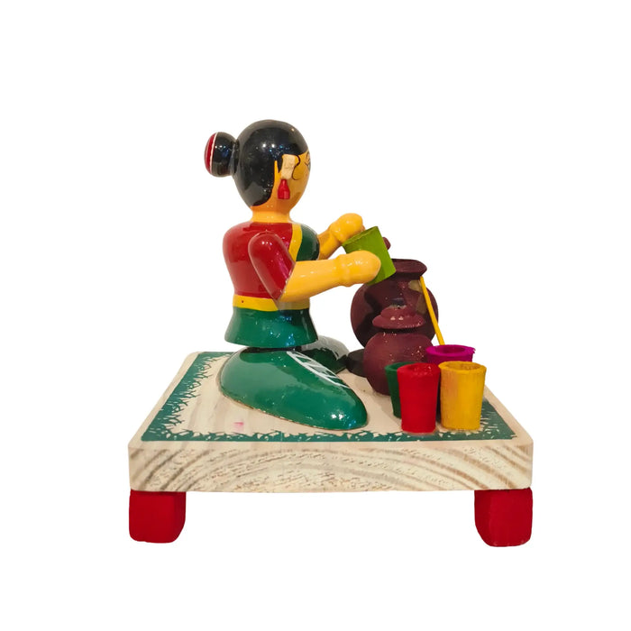 Wooden Matka Vendor of the Bazaar   Etikoppaka Lacquerware