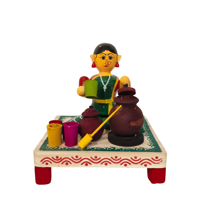 Wooden Matka Vendor of the Bazaar   Etikoppaka Lacquerware