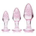 XR Brands® Brands Booty Sparks Glitter Gem Anal Plug Set | 3-Piece Training Kit Pink