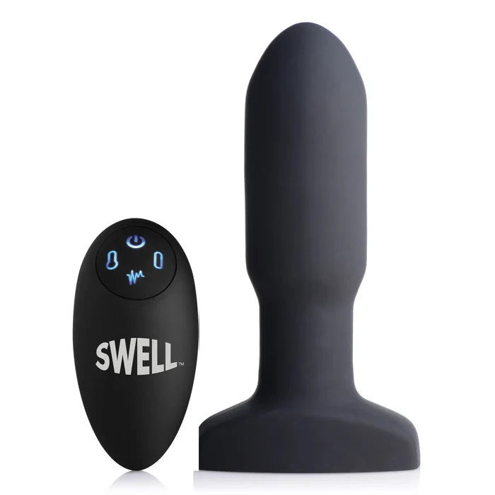 XR Brands® Brands Swell Inflatable Vibrating Anal Plug | Remote Controlled 7 Modes Adjustable Inflation Black