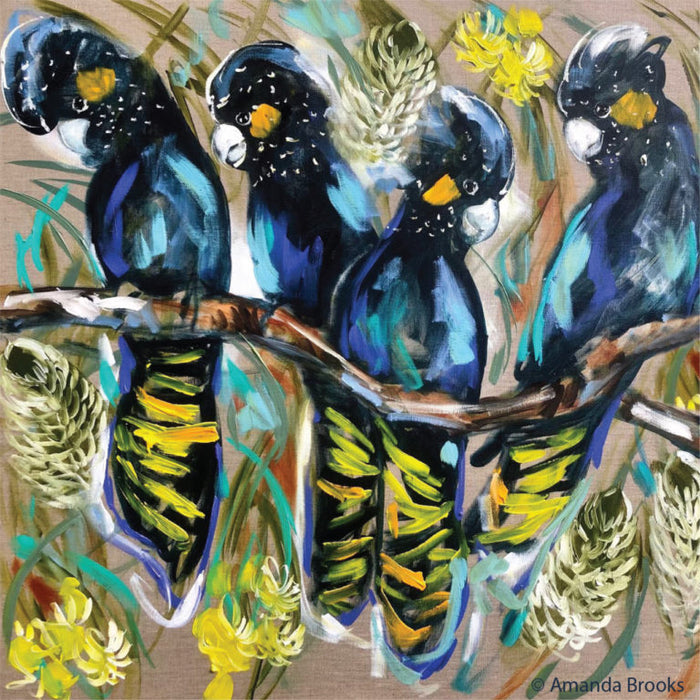 Yellow Tailed Black Cockatoos Coaster - Artist Lab