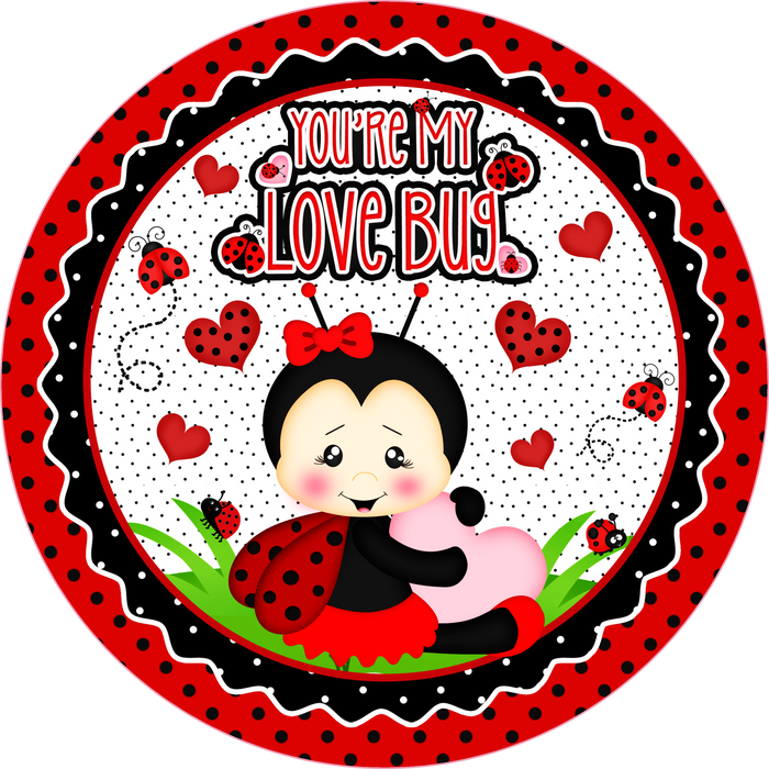 Your're My Love Bug Sign , Love Sign,  Wreath Attachment, Wreath Center
