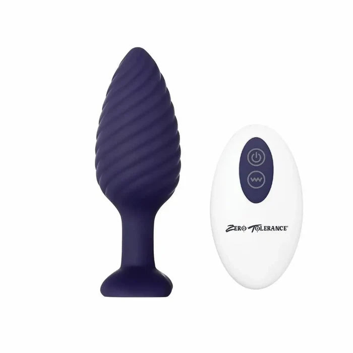 Zero Tolerance® Tolerance Wicked Twister Remote Vibrating Butt Plug Indigo